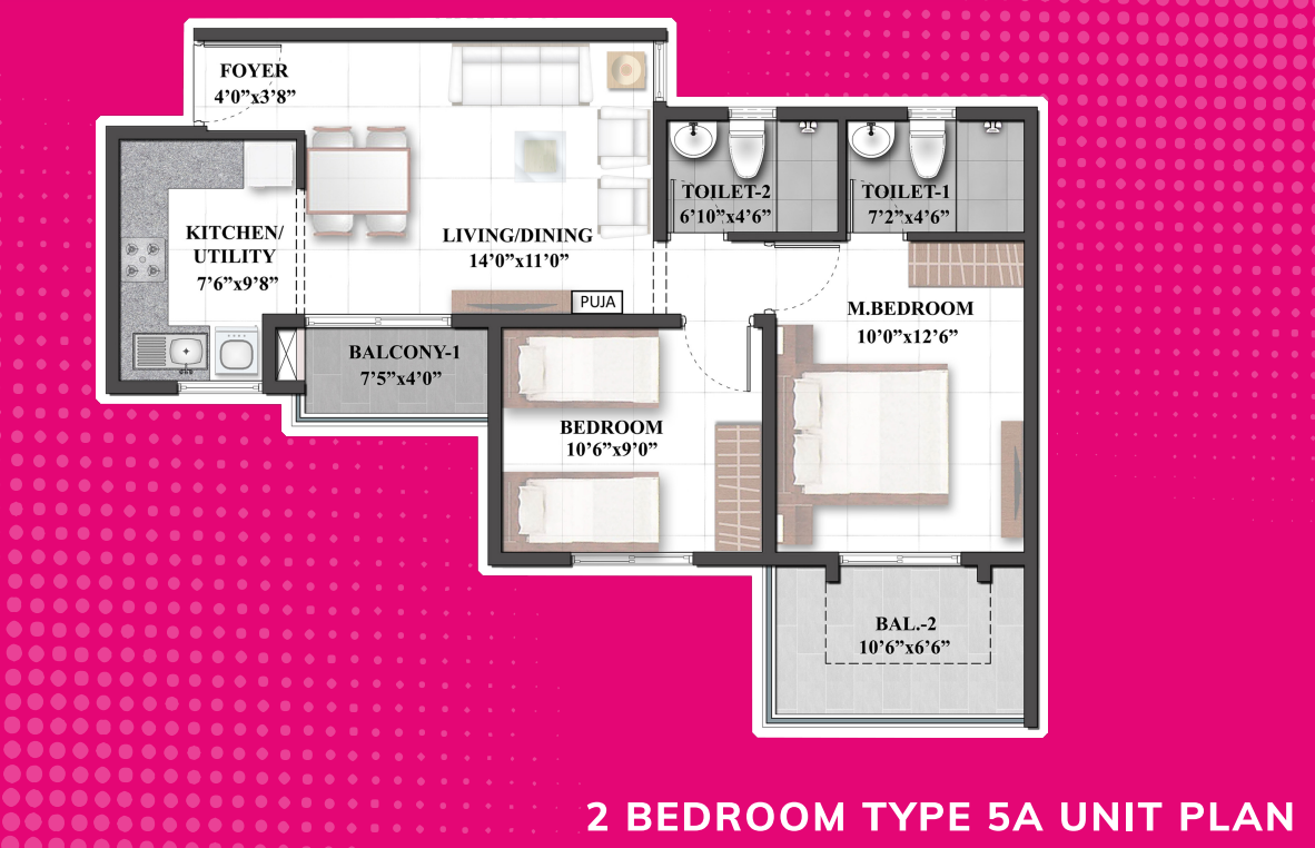 2 BHK Floor Plan Mangadu